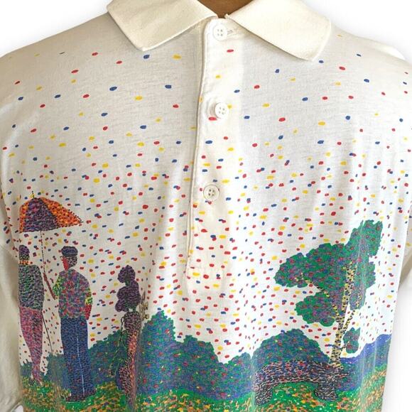 ellesse Other - Vintage Ellesse Golf Polo Scenic Print White Mercerized Cotton Shirt Abstract